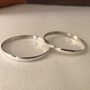 Two Vintage mexican solid silver bangle bracelets for girls